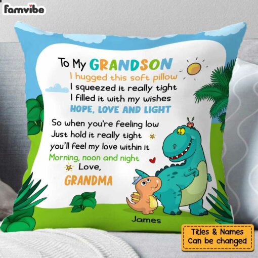 Personalized Dinosaur Grandson Pillow