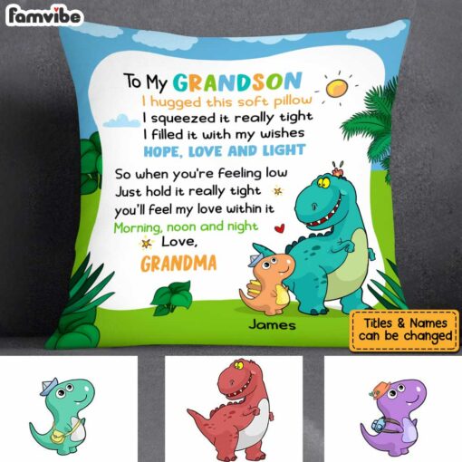 Personalized Dinosaur Grandson Pillow