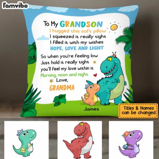 Personalized Dinosaur Grandson Pillow