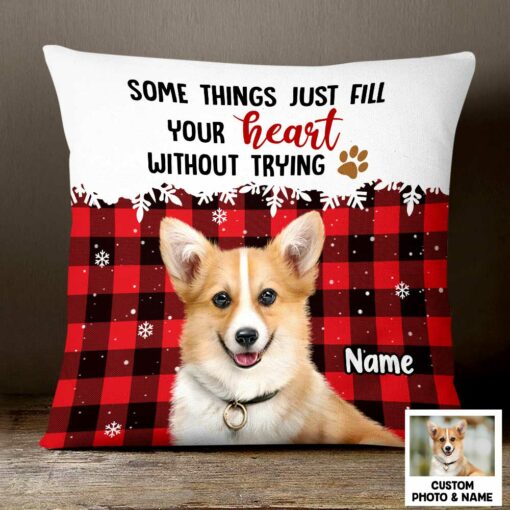 Personalized Dog Cat Photo Christmas Pillow