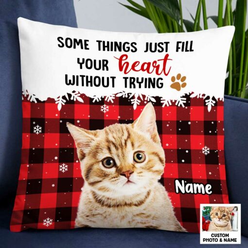 Personalized Dog Cat Photo Christmas Pillow