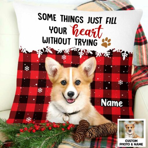 Personalized Dog Cat Photo Christmas Pillow