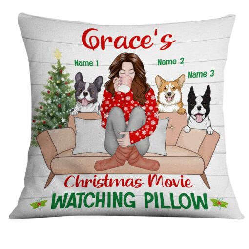 Personalized Dog Christmas Movie Watching Pillow