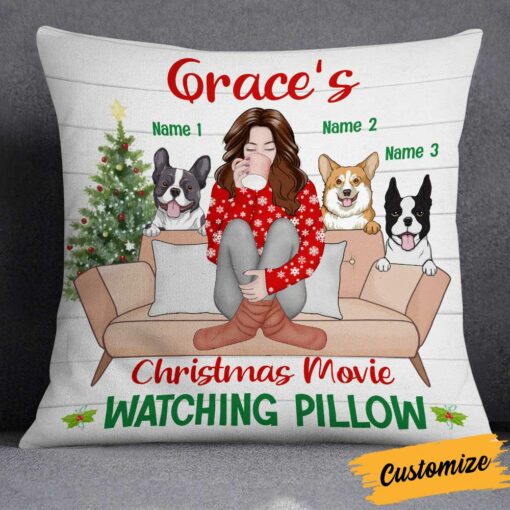 Personalized Dog Christmas Movie Watching Pillow