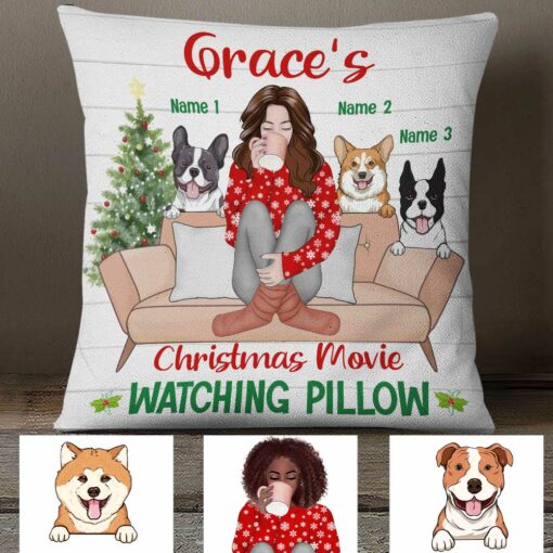 Personalized Dog Christmas Movie Watching Pillow