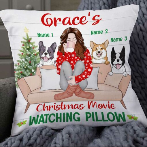 Personalized Dog Christmas Movie Watching Pillow