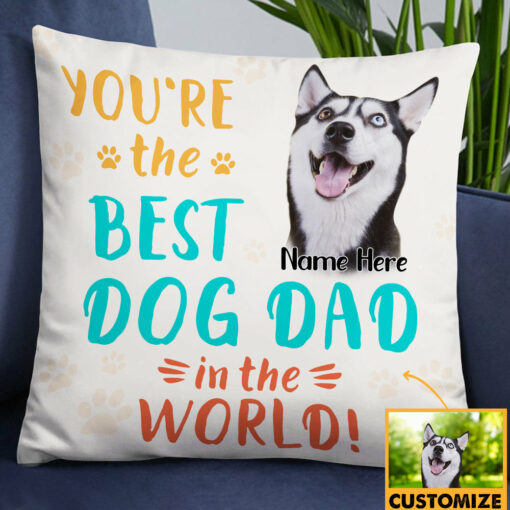 Personalized Dog Dad Photo Pillow