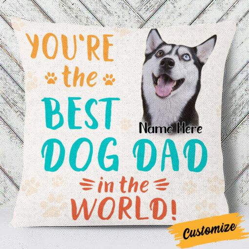 Personalized Dog Dad Photo Pillow