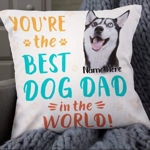 Personalized Dog Dad Photo Pillow