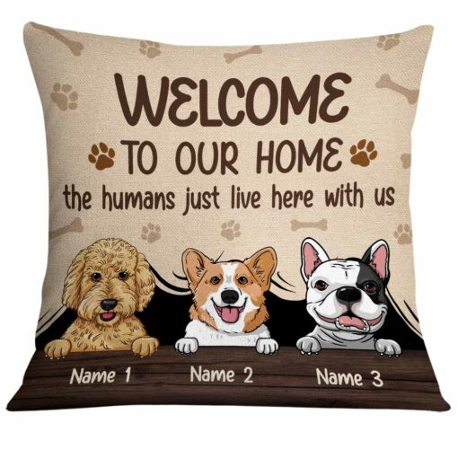 Personalized Dog Family Welcome To Our Home Pillow