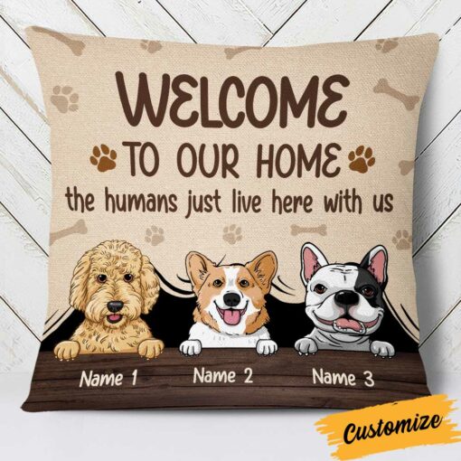 Personalized Dog Family Welcome To Our Home Pillow