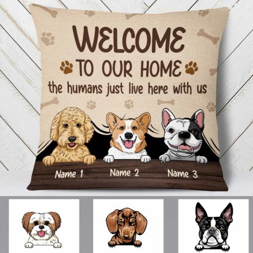 Personalized Dog Family Welcome To Our Home Pillow