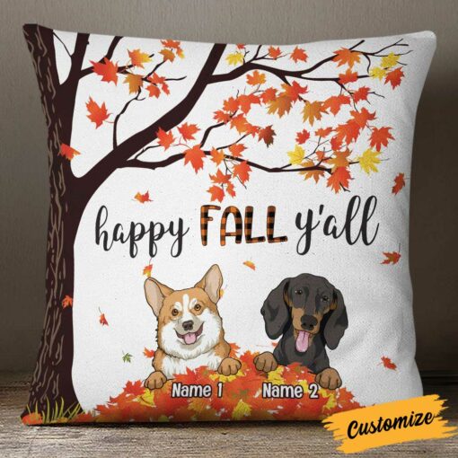 Personalized Dog Happy Fall Halloween Pillow