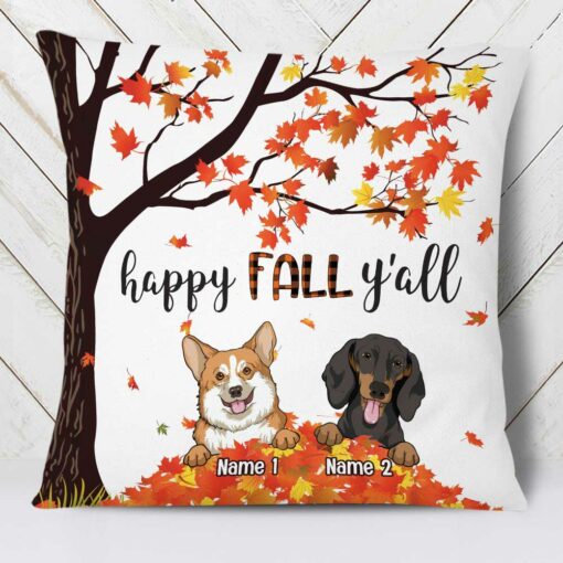 Personalized Dog Happy Fall Halloween Pillow