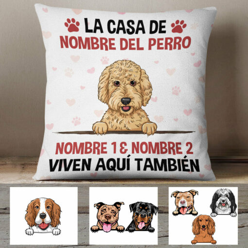 Personalized Dog House Spanish Perro Perra Pillow