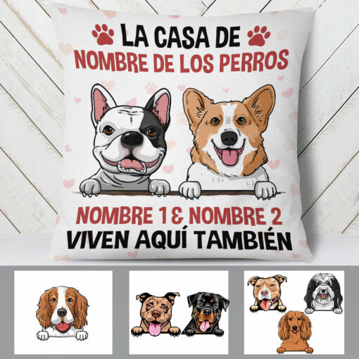 Personalized Dog House Spanish Perro Perra Pillow