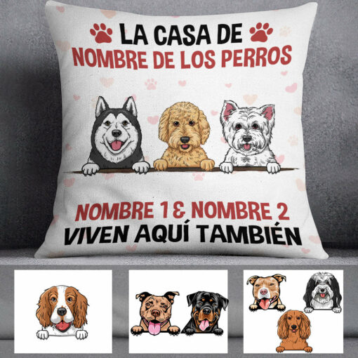 Personalized Dog House Spanish Perro Perra Pillow