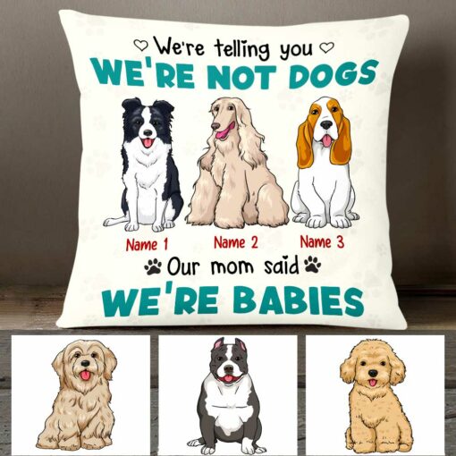 Personalized Dog Icon Mom Babies Pillow