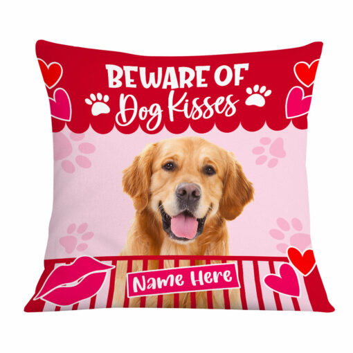 Personalized Dog Kisses Photo Pillow