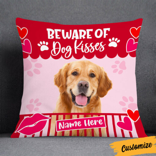 Personalized Dog Kisses Photo Pillow