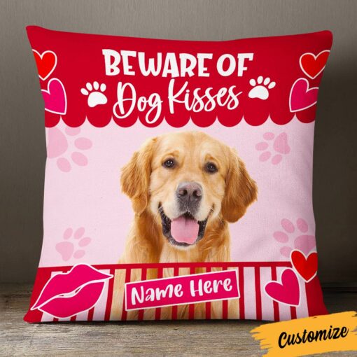 Personalized Dog Kisses Photo Pillow