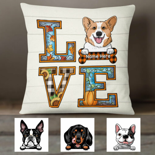 Personalized Dog Love Fall Pillow