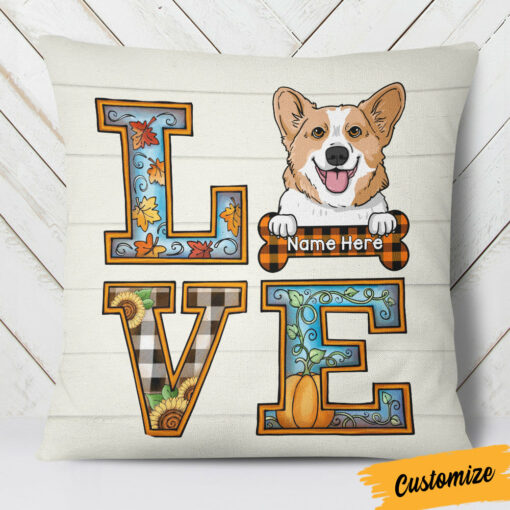 Personalized Dog Love Fall Pillow