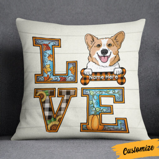 Personalized Dog Love Fall Pillow