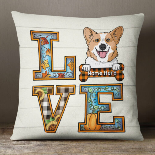 Personalized Dog Love Fall Pillow