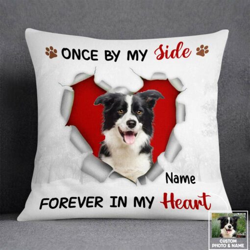 Personalized Dog Memo Photo Forever In My Heart Pillow