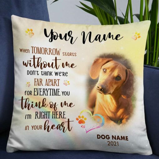 Personalized Dog Memo Photo In Your Heart Pillow