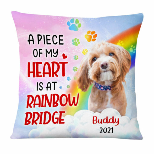 Personalized Dog Memo Photo Rainbow Pillow