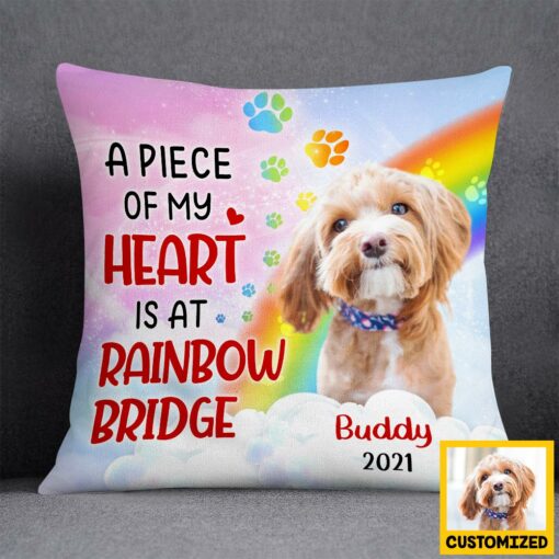 Personalized Dog Memo Photo Rainbow Pillow