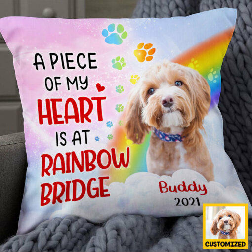 Personalized Dog Memo Photo Rainbow Pillow