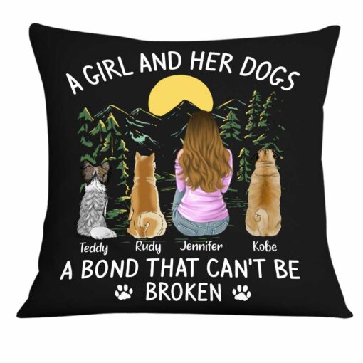 Personalized Dog Mom Black Pillow