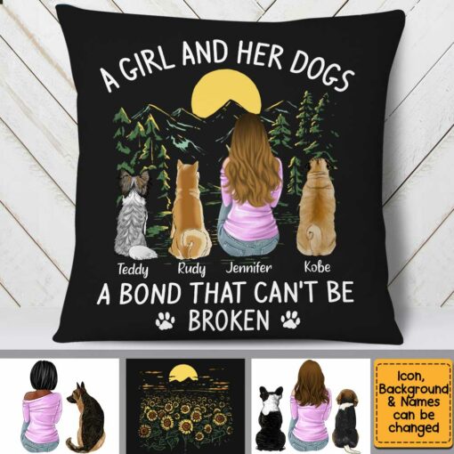 Personalized Dog Mom Black Pillow