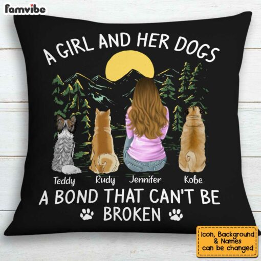 Personalized Dog Mom Black Pillow