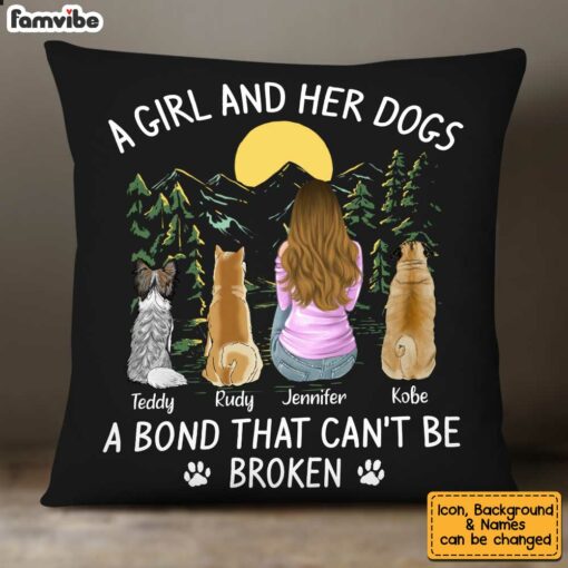 Personalized Dog Mom Black Pillow