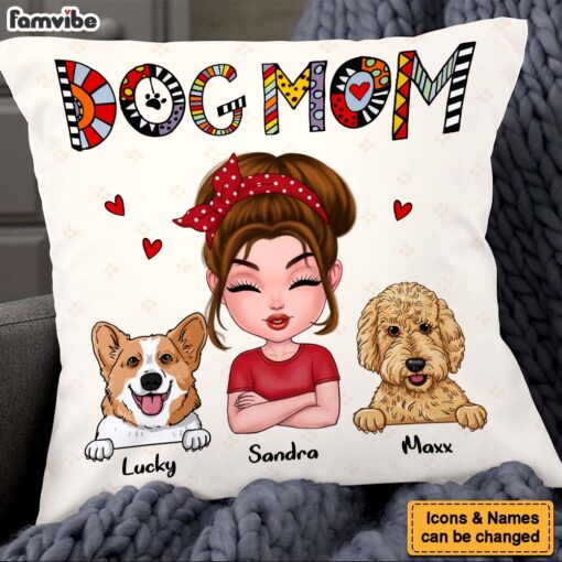 Personalized Dog Mom Cuppa Doodle Pillow