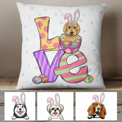 Personalized Dog Mom Easter Love Pillow