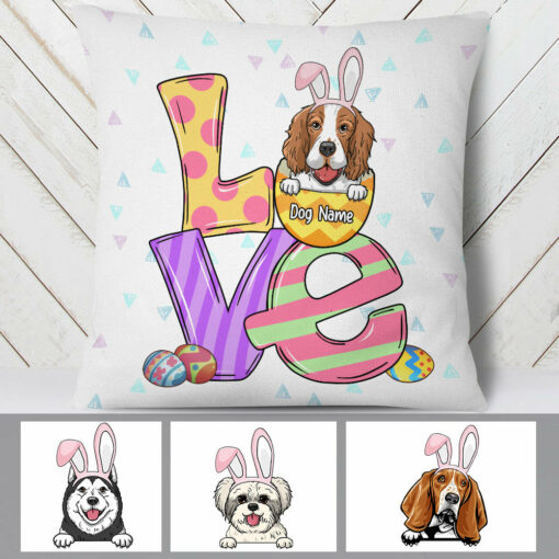 Personalized Dog Mom Easter Love Pillow