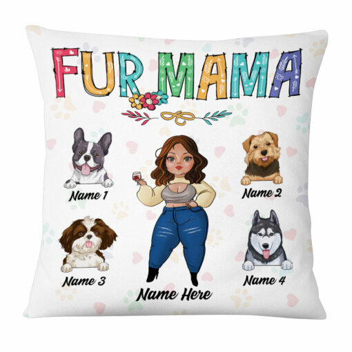 Personalized Dog Mom Fur Mama Pillow