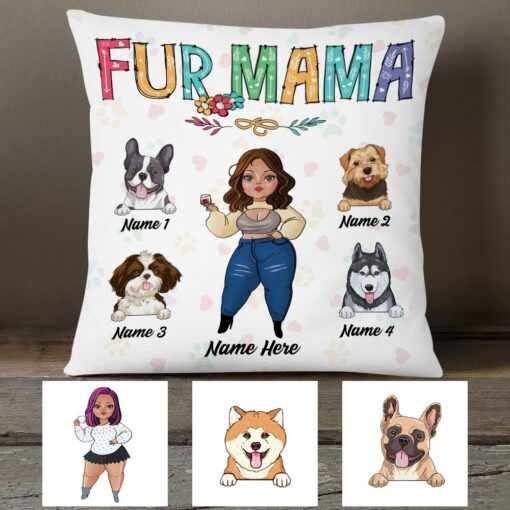 Personalized Dog Mom Fur Mama Pillow