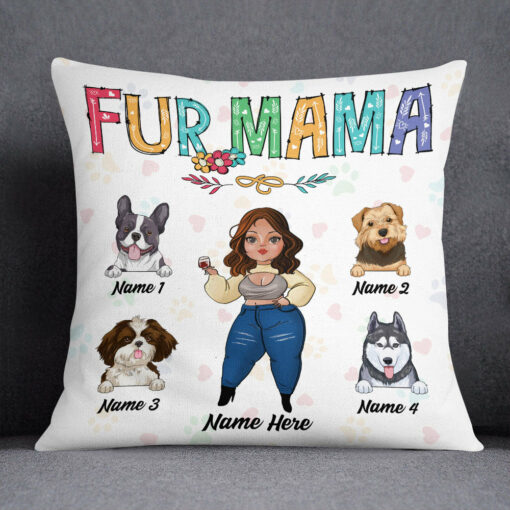 Personalized Dog Mom Fur Mama Pillow