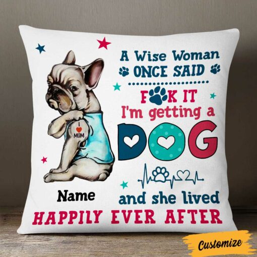 Personalized Dog Mom Happily Ever After Pillow