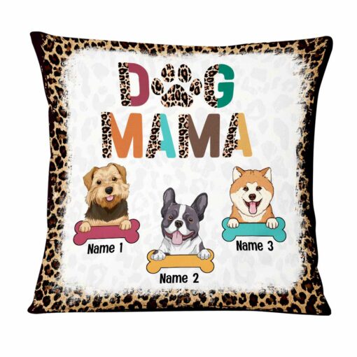 Personalized Dog Mom Leopard Pattern Pillow