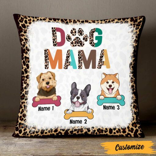 Personalized Dog Mom Leopard Pattern Pillow