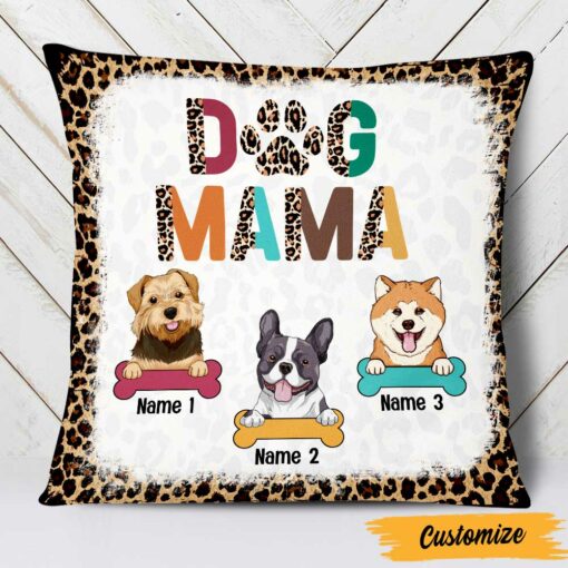 Personalized Dog Mom Leopard Pattern Pillow