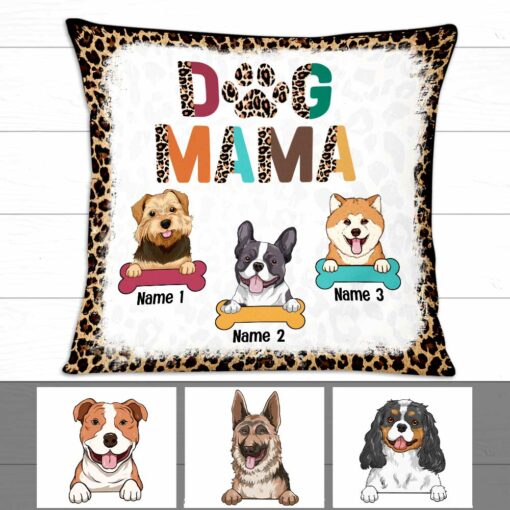 Personalized Dog Mom Leopard Pattern Pillow