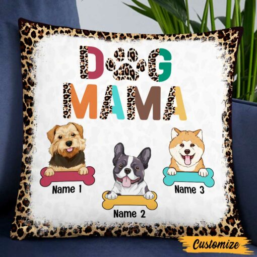 Personalized Dog Mom Leopard Pattern Pillow